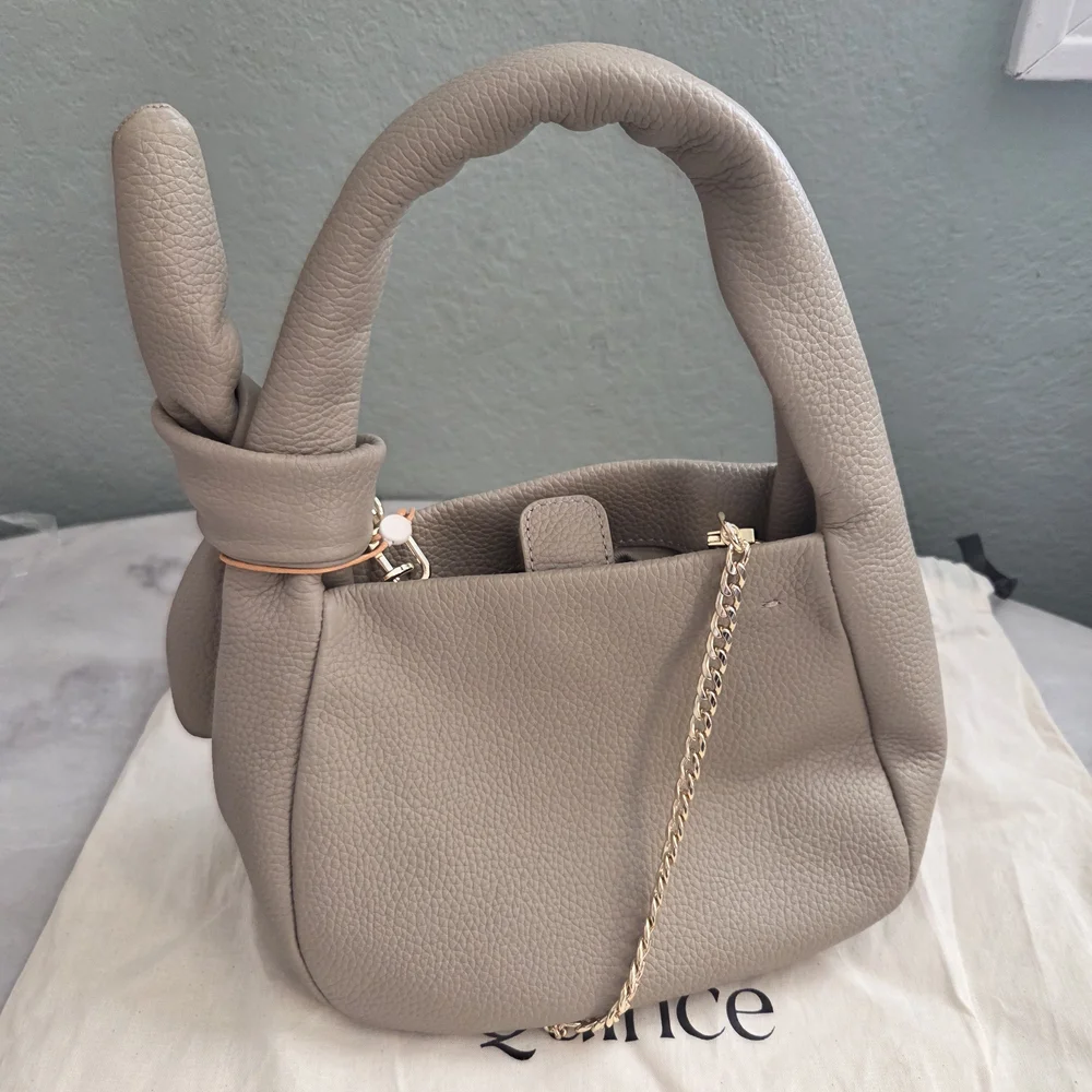 Quince Leather Mini Bow Bag Crossbody In Taupe - Picture 5 of 9